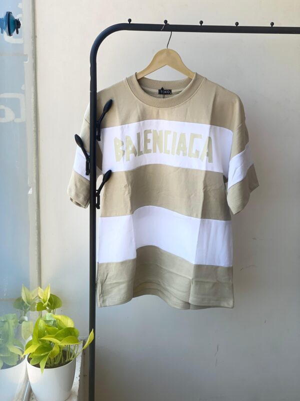 Classic Stripe Oversized T-Shirt - LIGHT COFFEE