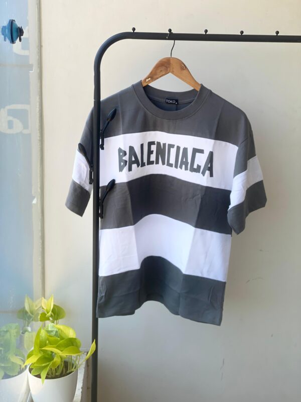 Classic Stripe Oversized T-Shirt - GRAY